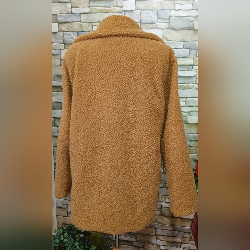 Lanshifei Women’s 2-Pocket Full Zip Fleece Teddy Jacket Camel Brown Size XXXL - Picture 3 of 7